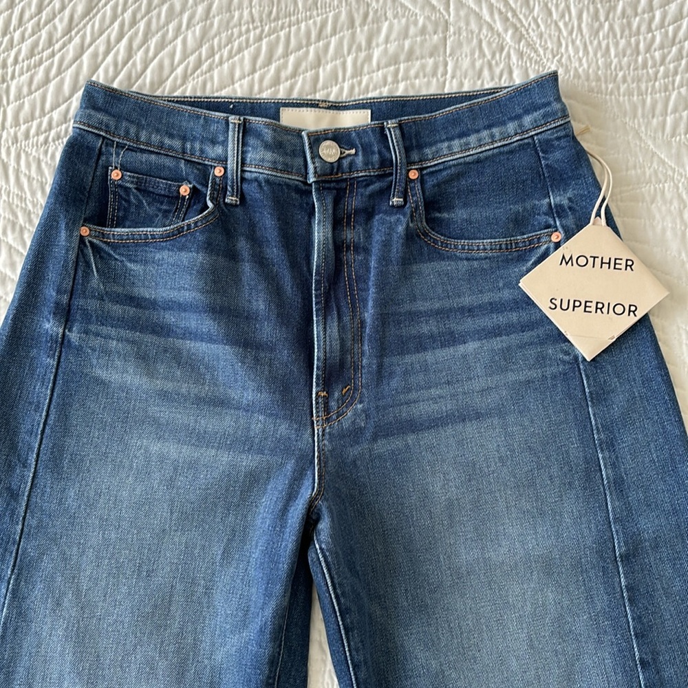 * sold * MOTHER NWT Full Pipe Flood It’s a Small World Jeans size 26 high waist - Picture 6 of 16